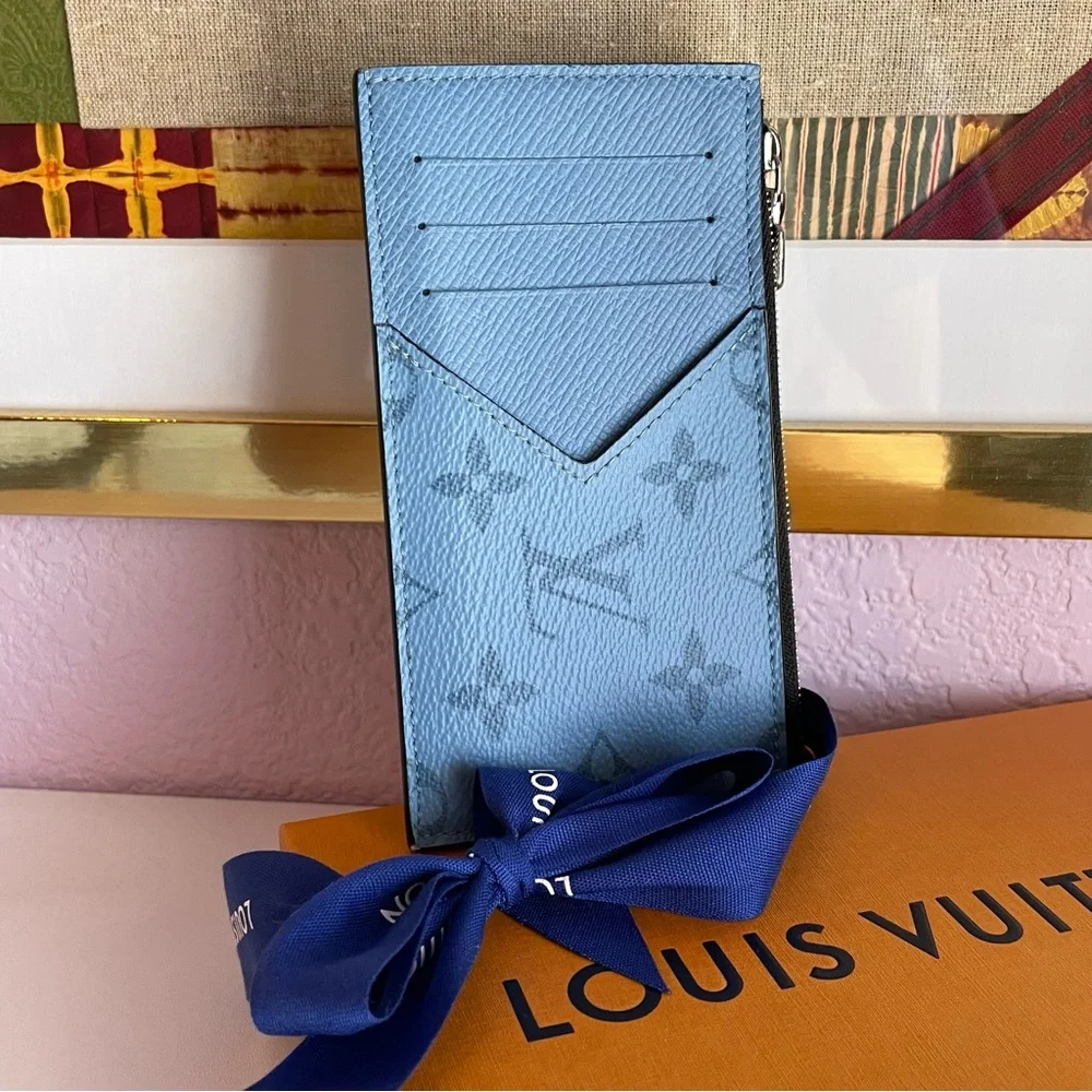 RARE 2020 Ghesquière Taigarama Coin Card Holder Wallet Blue Lagoon